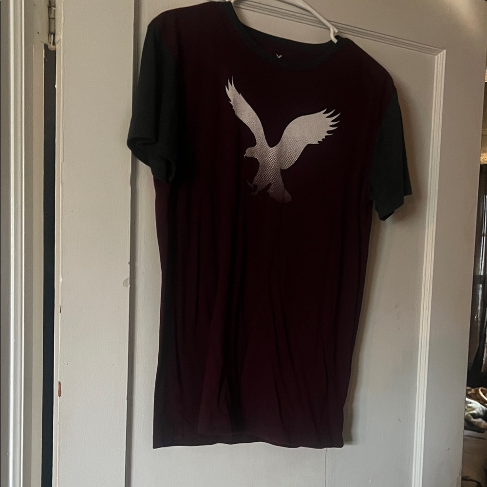 American Eagle Outfitters Dark Red and Black Graphic Tee